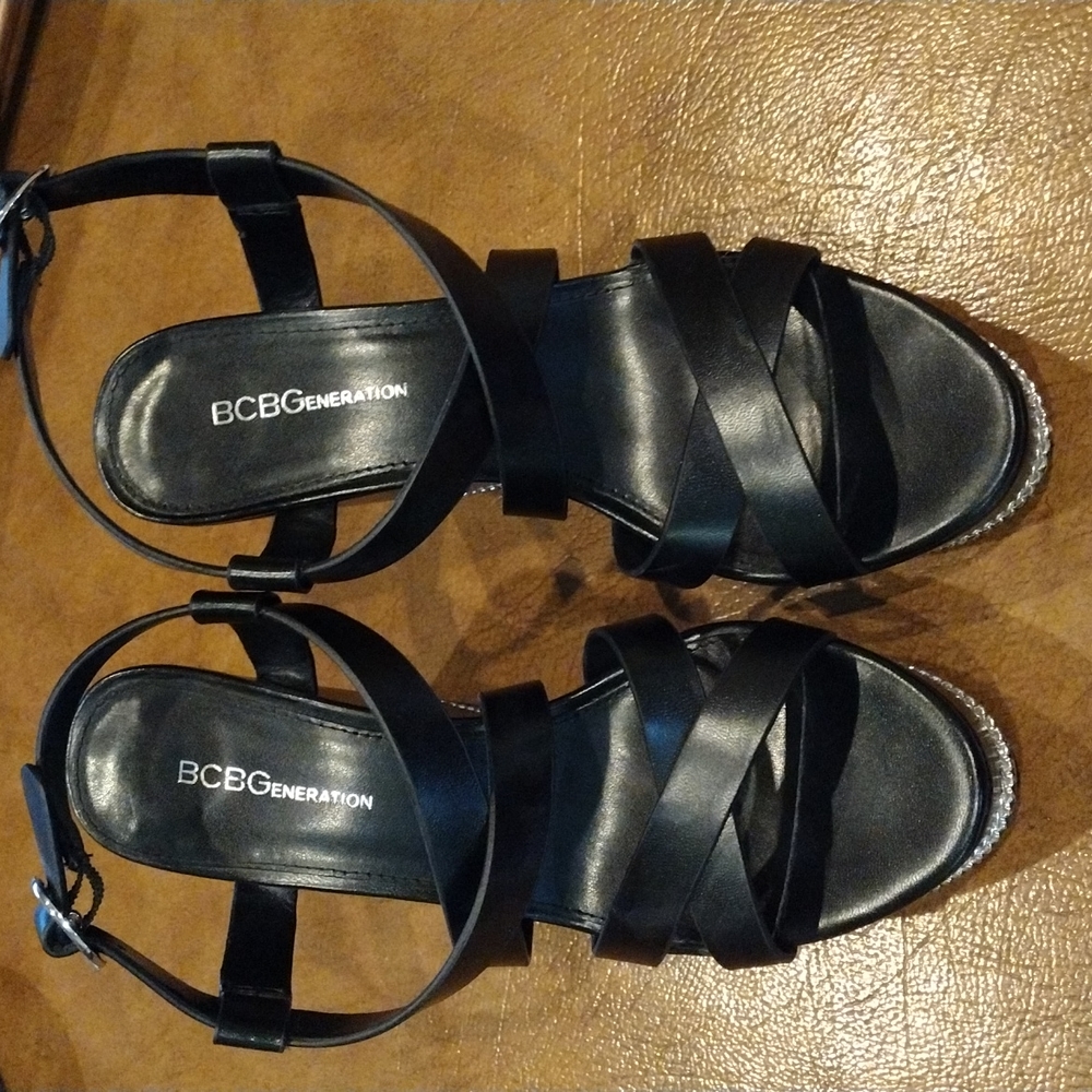 BCBGeneration EUC embellished wedge sandals  Worn 2 times